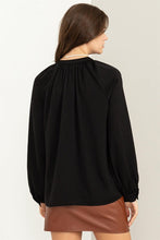 Load image into Gallery viewer, HYFVE TRY TO KEEP UP LONG SLEEVE RUFFLED BLOUSE