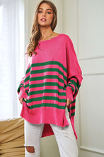 Load image into Gallery viewer, Davi &amp; Dani Multi Striped Elbow Patch Loose Fit Sweater Top