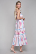 Load image into Gallery viewer, Nuvi Apparel Striped Print Ruffle Hem Cami Dress