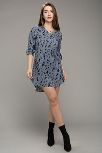 Nuvi Apparel Leopard Animal Print V neck Dress