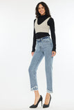 Kancan Raw Hem High Rise Straight Jeans