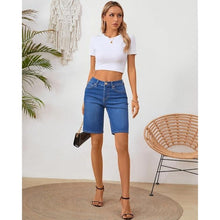 Load image into Gallery viewer, Mid Waisted Trendy Stretchy Denim Shorts, SIZE 16, 3J-175B003