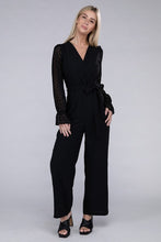 Load image into Gallery viewer, Nuvi Apparel Sheer sleeve and Wide leg Jumpsuit