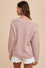 Load image into Gallery viewer, Annie Wear HELLO Embroidered Raglan Sleeve Sweater