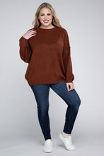 Load image into Gallery viewer, ZENANA Plus Oversized Round Neck Raw Seam Melange Sweater