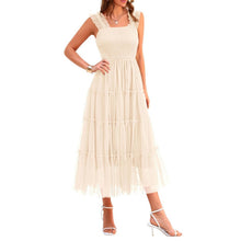 Load image into Gallery viewer, Sleeveless Smocked Ruffle Flowy Mesh Dress, SMALL, 4M-177D002