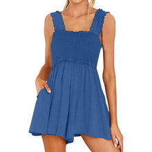 Load image into Gallery viewer, Sleeveless Romper Square Ruffle Straps Flowy Short Jumpsuit, SIZE XL, 5L-143D001