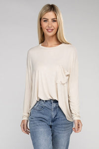 ZENANA Washed Ribbed Dolman Sleeve Round Neck Top