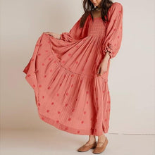 Load image into Gallery viewer, Long Sleeve Square Neck Embroidered Maxi Dress, SMALL, 15D161D006