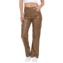 Load image into Gallery viewer, Faux Leather Cargo Pants, Size 32, 12J-190B001