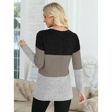 Load image into Gallery viewer, Womens Color Block Tops Striped Lightweight Sweater, 2XL, 3M-130T001
