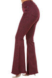 GJG Denim Leopard Bell Bottom Jean in Burgundy