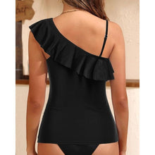 Load image into Gallery viewer, One Shoulder Black Tankini Top, Medium, 22L-197Swim003