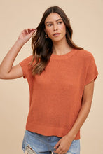 Load image into Gallery viewer, Annie Wear Round Neck Short Sleeve Sweater