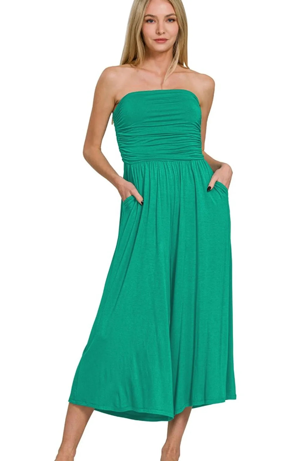  Double Layered Strapless Tube Top Jumpsuit