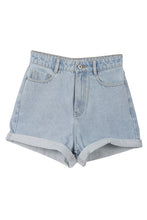 Load image into Gallery viewer, Lilou roll up denim shorts