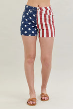 Load image into Gallery viewer,  High Waist Americana Flag Fray Hem Shorts Front