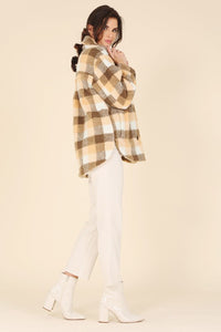 Lilou Plaid sherpa jacket with pockets