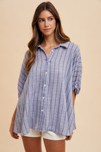 Load image into Gallery viewer, Annie Wear Striped Button Up Half Sleeve Shirt