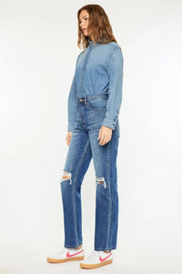  High Rise 90's Boyfriend Jeans Side