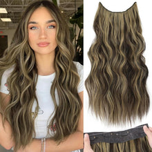 Load image into Gallery viewer, Invisible Wire Hair Extensions Transparent Headband  4 Secure Clips, 19D185H002