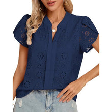 Load image into Gallery viewer, Casual V Neck Short Sleeve Blouse, Small, 11G-189T004