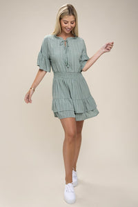 Nuvi Apparel Tie Neck  Dress Layer Hem Dress