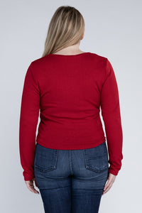 Ambiance Apparel Plus Classic Ribbed Round Neck Long Sleeve