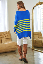 Load image into Gallery viewer, Davi &amp; Dani Multi Striped Elbow Patch Loose Fit Sweater Top