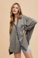 Load image into Gallery viewer, Annie Wear Waffle-Knit Mineral Washed Button Down Shirt