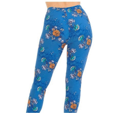 Load image into Gallery viewer, DENIM BLUE FLORAL ROSE SOFT LEGGINGS 15I-L028