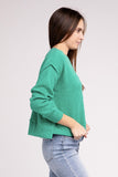 ZENANA Brushed Melange Hacci Hi-Low Hem Sweater