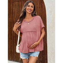 Load image into Gallery viewer, Batwing Short Sleeve Casual Pleated Maternity Top, Small, 22J-201T003