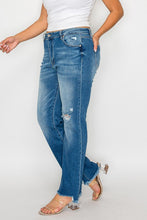 Load image into Gallery viewer, bytos Full Size Raw Hem Distressed Mid Rise Straight Jeans