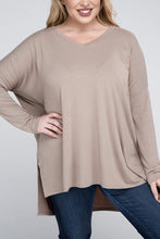 Load image into Gallery viewer, ZENANA Plus Dolman Sleeve V-Neck Side Slit Hi-Low Hem Top