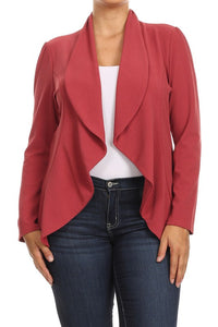 Moa Collection Plus Casual Solid open front jacket blazer