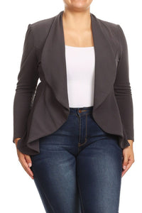 Moa Collection Plus Casual Solid open front jacket blazer