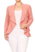 Load image into Gallery viewer, Moa Collection Plus Casual Solid open front jacket blazer