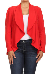 Moa Collection Plus Casual Solid open front jacket blazer