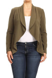 Moa Collection Plus Casual Solid open front jacket blazer