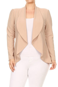 Moa Collection Plus Casual Solid open front jacket blazer