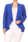 Moa Collection Plus Casual Solid open front jacket blazer