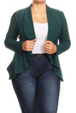 Moa Collection Plus Casual Solid open front jacket blazer