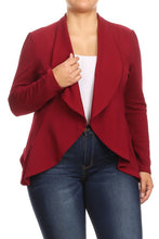 Load image into Gallery viewer, Moa Collection Plus Casual Solid open front jacket blazer