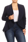 Moa Collection Plus Casual Solid open front jacket blazer