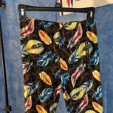 Load image into Gallery viewer, Soft Leggings with Blue and Yellow Feather Pattern, Size 2-12, 15J-L025