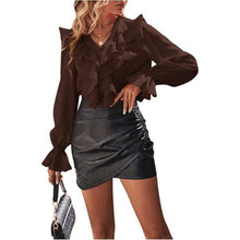 Load image into Gallery viewer, Flounce Button Up Long Sleeve Shirt, Size XS, 2I-184T003