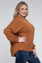 Load image into Gallery viewer, ZENANA Plus Brushed Melange Drop Shoulder Sweater