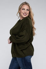 Load image into Gallery viewer, ZENANA Plus Oversized Round Neck Raw Seam Melange Sweater