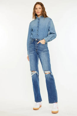  High Rise 90's Boyfriend Jeans Front